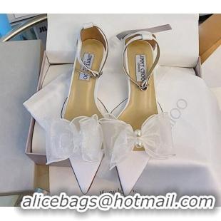 Popular Jimmy Choo Pearl Bow Pointed Sandals 4.5cm 082022 White 2021