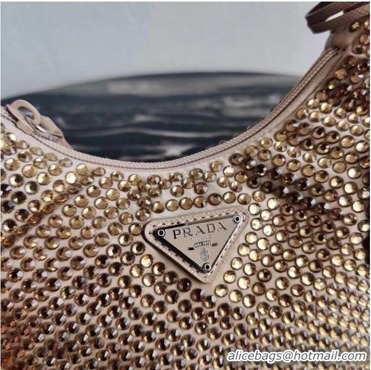 Top Quality Prada Satin mini-bag with artificial crystals 1BE515 Biscuits