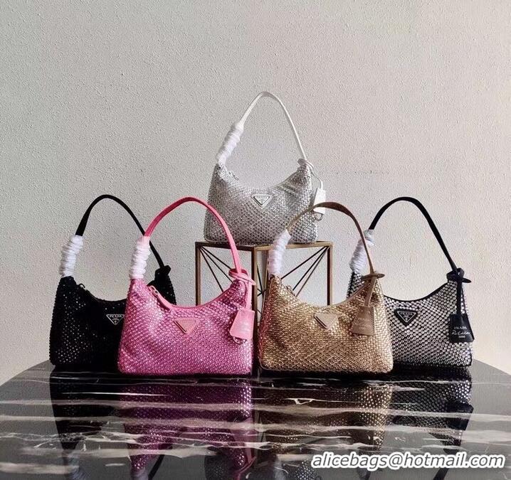 Top Quality Prada Satin mini-bag with artificial crystals 1BE515 Biscuits