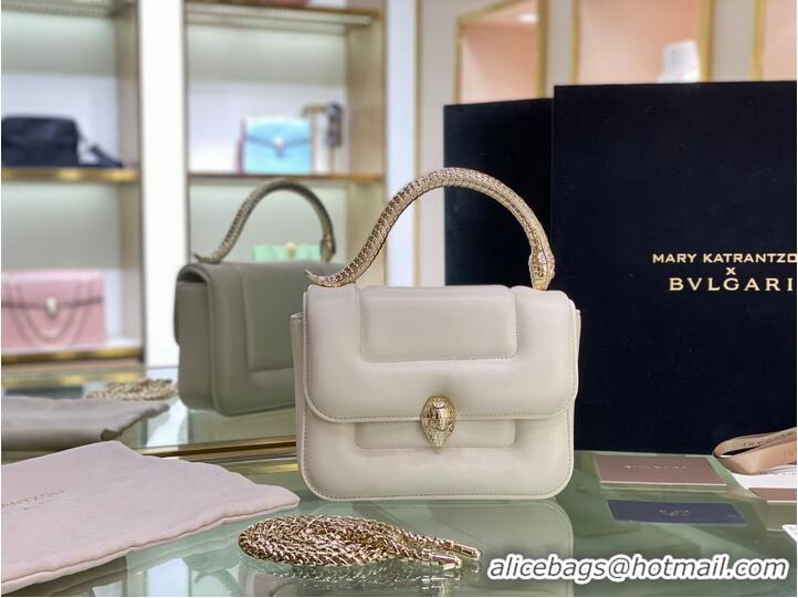 Grade Quality Bvlgari Serpenti Forever leather small crossbody bag B209107 white