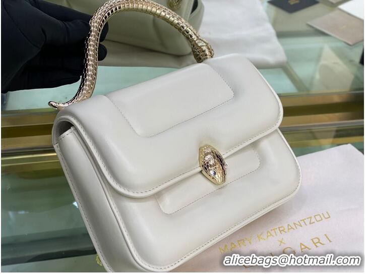 Grade Quality Bvlgari Serpenti Forever leather small crossbody bag B209107 white