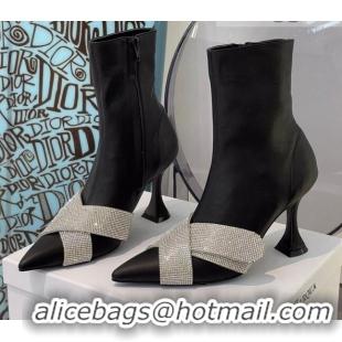 Grade Design Amina Muaddi Elastic Short Boots with Crystal Band 092736 Black