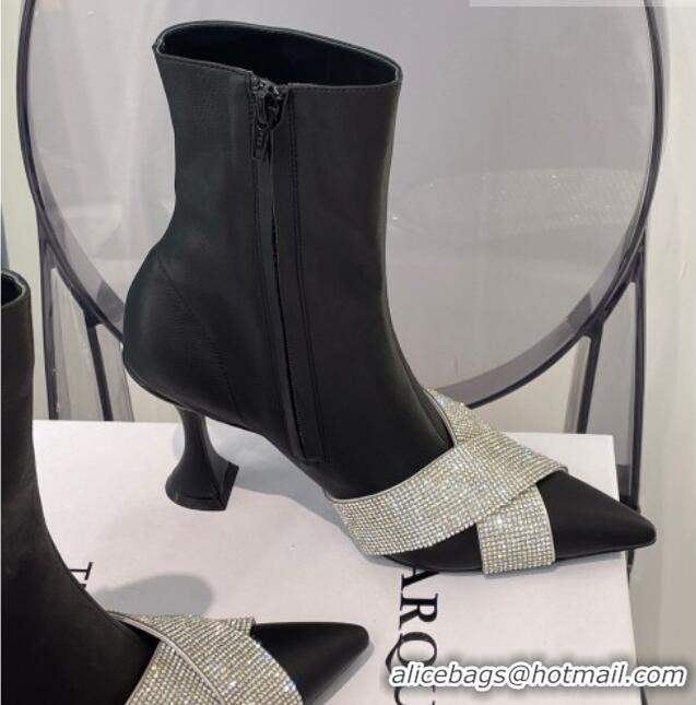 Grade Design Amina Muaddi Elastic Short Boots with Crystal Band 092736 Black