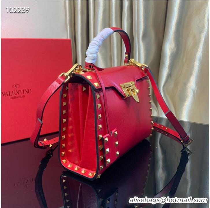 Most Popular VALENTINO Origianl leather tote bag V4071A red