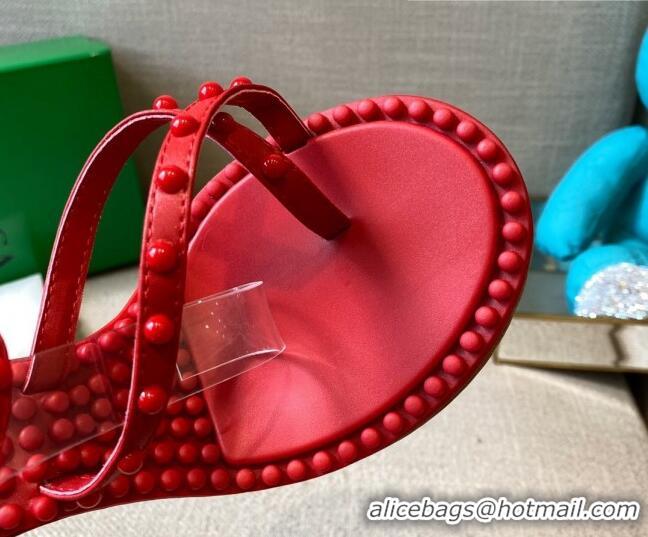 Low Price Bottega Veneta Dot Leather Ankle Wrap Sandals 9cm 071430 Red