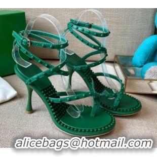 Good Looking Bottega Veneta Dot Leather Ankle Wrap Sandals 9cm 071430 Green