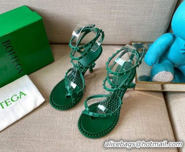 Good Looking Bottega Veneta Dot Leather Ankle Wrap Sandals 9cm 071430 Green