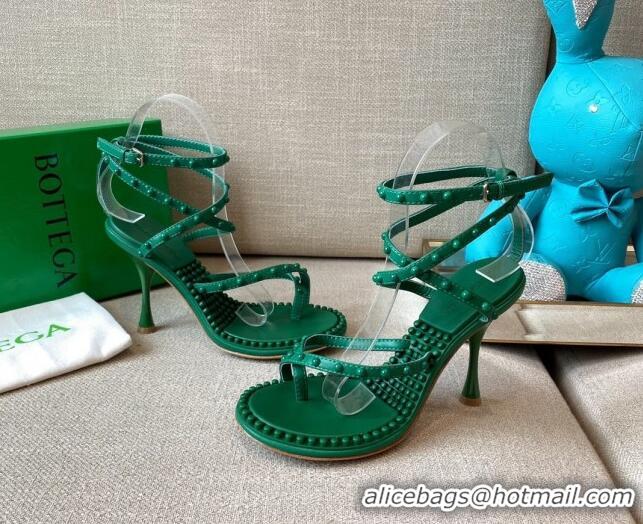 Good Looking Bottega Veneta Dot Leather Ankle Wrap Sandals 9cm 071430 Green