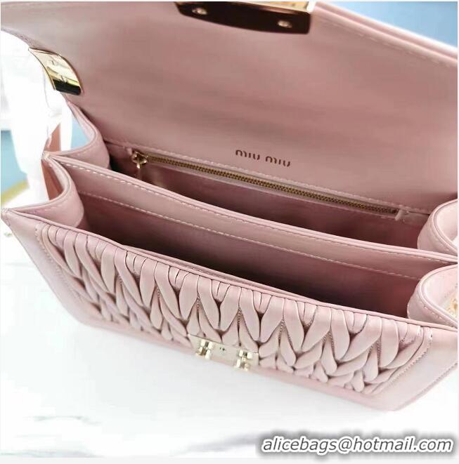 Good Product miu miu Matelasse Nappa Leather Large Shoulder Bag 5BD098 Pink