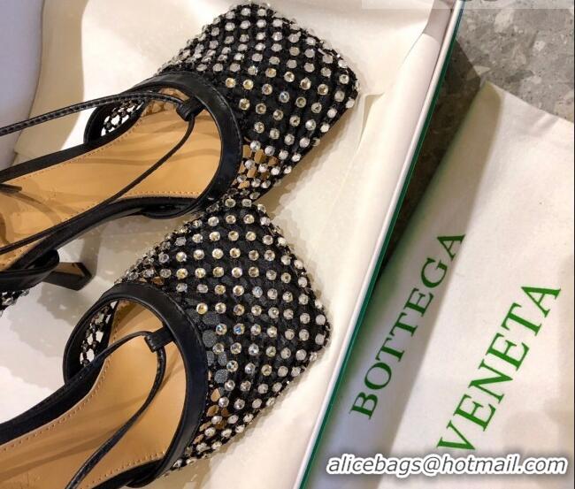 Crafted Bottega Veneta Sparkle Stretch Crystal Mesh Sandals 9cm 081219 Black