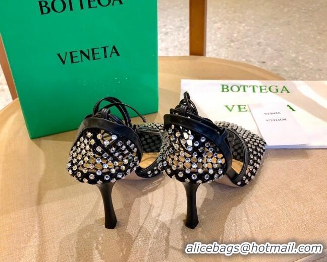 Crafted Bottega Veneta Sparkle Stretch Crystal Mesh Sandals 9cm 081219 Black