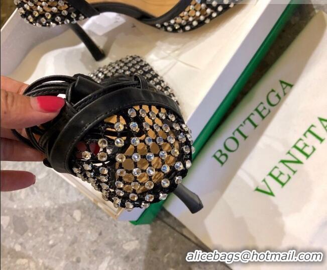 Crafted Bottega Veneta Sparkle Stretch Crystal Mesh Sandals 9cm 081219 Black