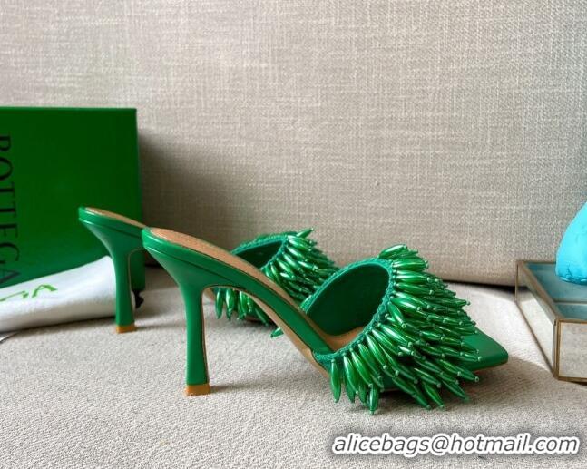 Charming Bottega Veneta Bean Stretch Bead Heel Sandals 9cm 81223 Grass Green