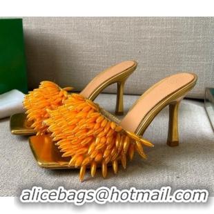 Good Quality Bottega Veneta Bean Stretch Bead Heel Sandals 9cm 81223 Amber Yellow