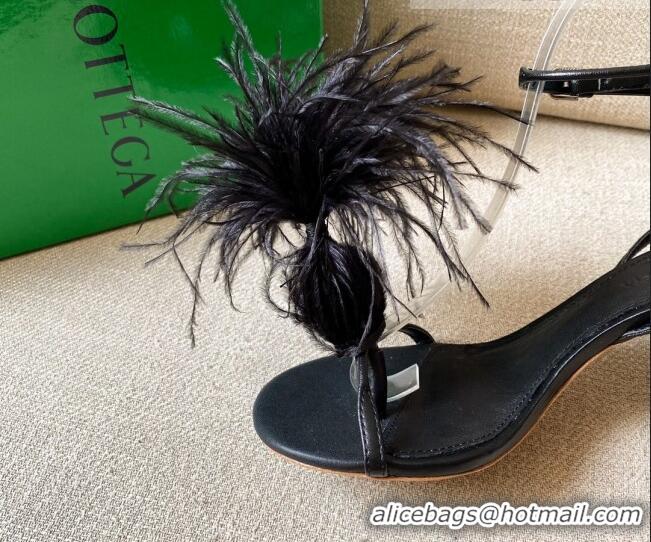 Best Grade Bottega Veneta Feather Dot Heel Sandals 9cm 081230 Black 2021