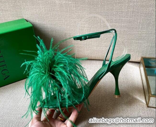 Low Price Bottega Veneta Feather Dot Heel Sandals 9cm Grass Green