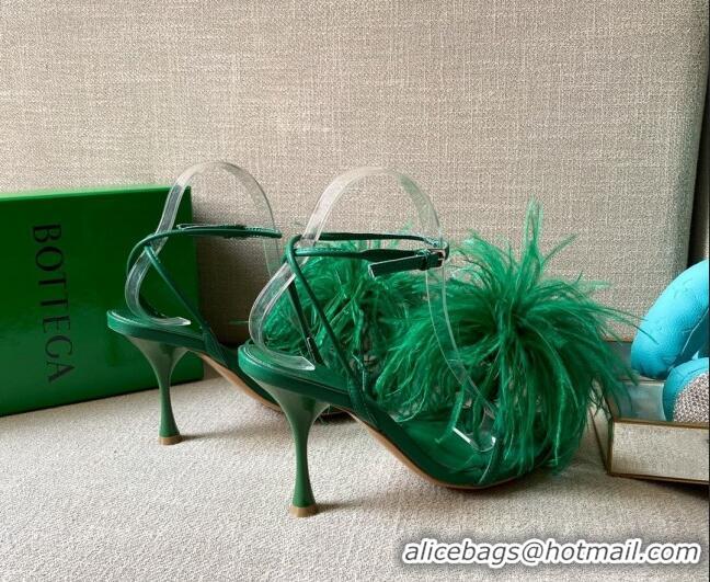 Low Price Bottega Veneta Feather Dot Heel Sandals 9cm Grass Green