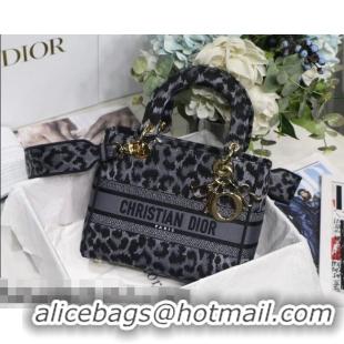 New Cheapest Dior Medium Lady D-Lite Bag in Grey Mizza Embroidery CD2028 2021