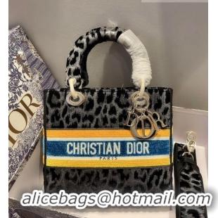 AAAAA Discount Dior Medium Lady D-Lite Bag in Grey Multicolor Mizza Embroidered Velvet CD2029 2021