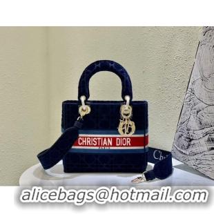 Top Quality DIOR BOOK TOTE Velvet M2030 Dark Blue