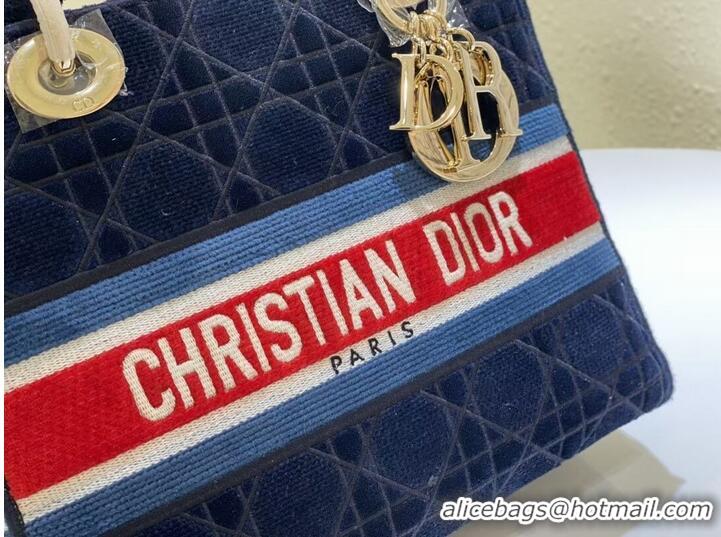 Top Quality DIOR BOOK TOTE Velvet M2030 Dark Blue