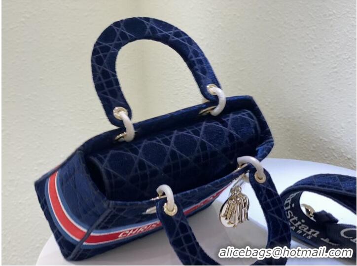 Top Quality DIOR BOOK TOTE Velvet M2030 Dark Blue