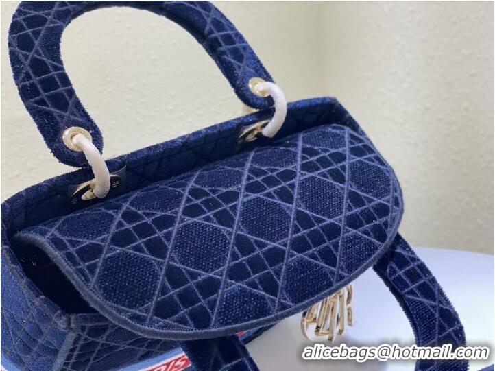 Top Quality DIOR BOOK TOTE Velvet M2030 Dark Blue