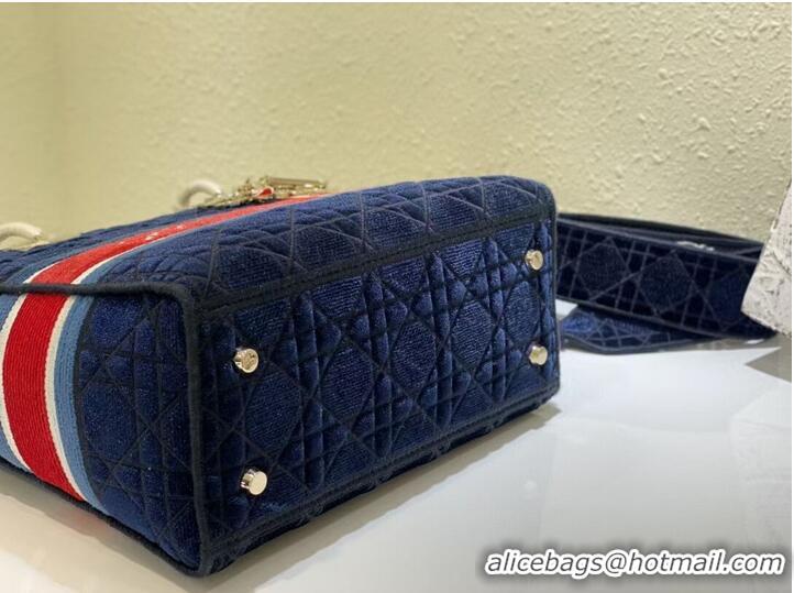 Top Quality DIOR BOOK TOTE Velvet M2030 Dark Blue