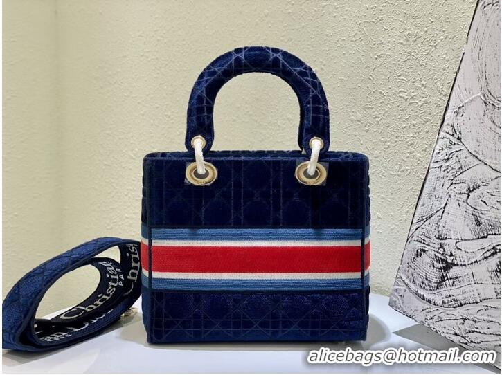 Top Quality DIOR BOOK TOTE Velvet M2030 Dark Blue