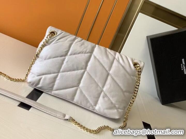 Promotional Yves Saint Laurent LOULOU PUFFER SMALL BAG IN QUILTED CRINKLED MATTE LEATHER Y577476A White