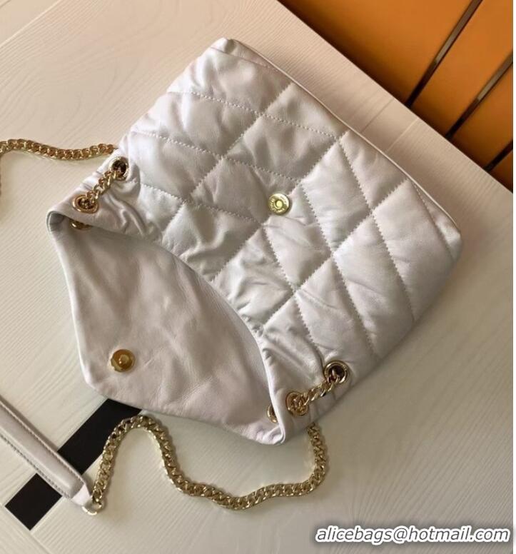 Promotional Yves Saint Laurent LOULOU PUFFER SMALL BAG IN QUILTED CRINKLED MATTE LEATHER Y577476A White