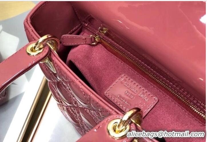 Top Grade SMALL LADY DIOR BAG Red Patent Calfskin M0531 pink