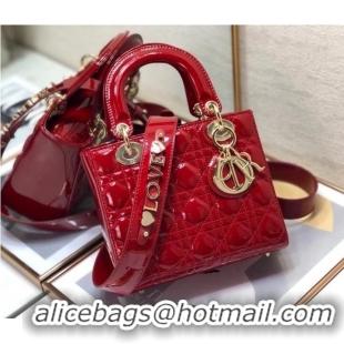 Most Popular SMALL LADY DIOR BAG Red Patent Calfskin M0531 red