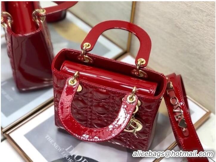 Most Popular SMALL LADY DIOR BAG Red Patent Calfskin M0531 red