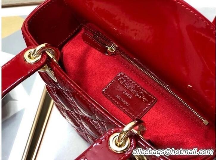 Most Popular SMALL LADY DIOR BAG Red Patent Calfskin M0531 red