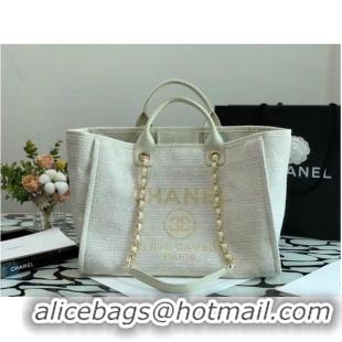 Low Price Chanel Canvas Tote Shopping Bag B66941 white