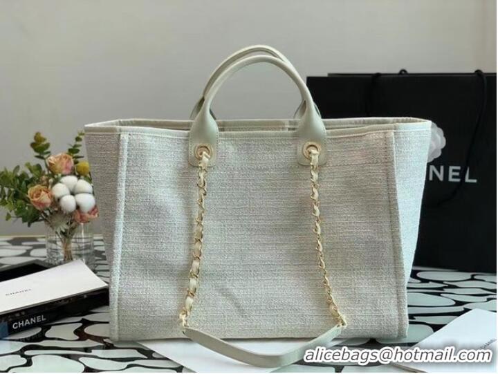 Low Price Chanel Canvas Tote Shopping Bag B66941 white