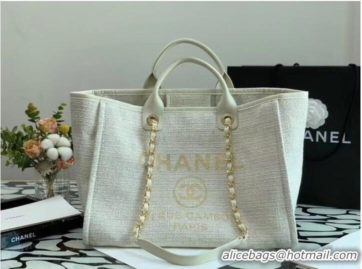 Low Price Chanel Canvas Tote Shopping Bag B66941 white