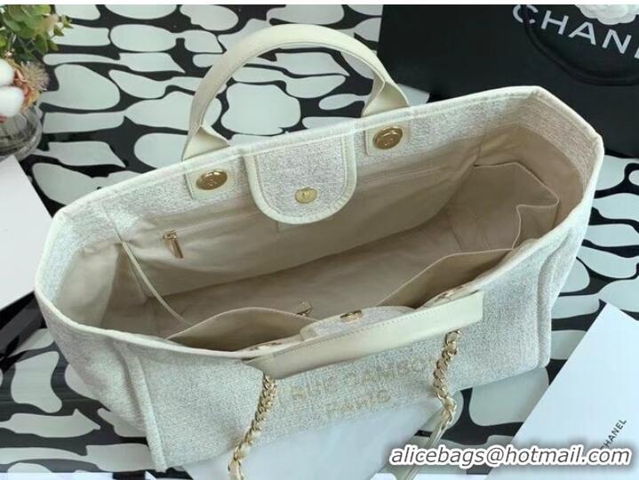 Low Price Chanel Canvas Tote Shopping Bag B66941 white