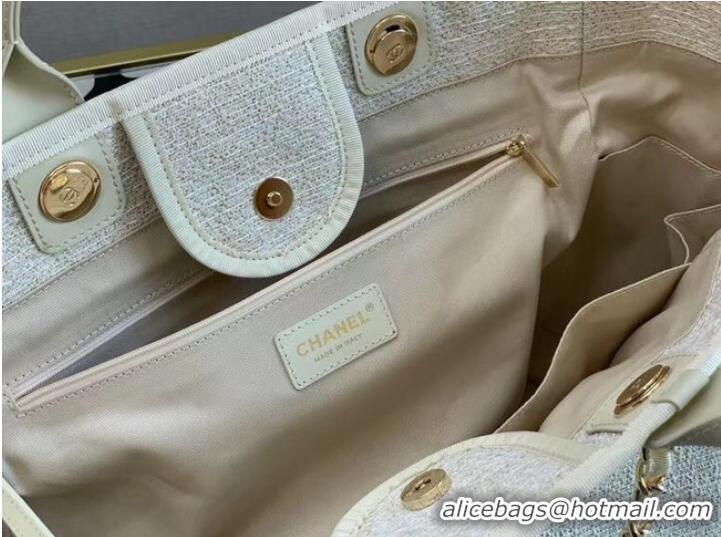 Low Price Chanel Canvas Tote Shopping Bag B66941 white