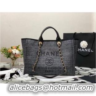 Buy Cheapest Chanel Canvas Tote Shopping Bag B66941 black