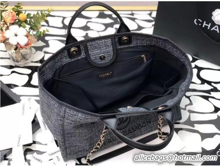 Buy Cheapest Chanel Canvas Tote Shopping Bag B66941 black