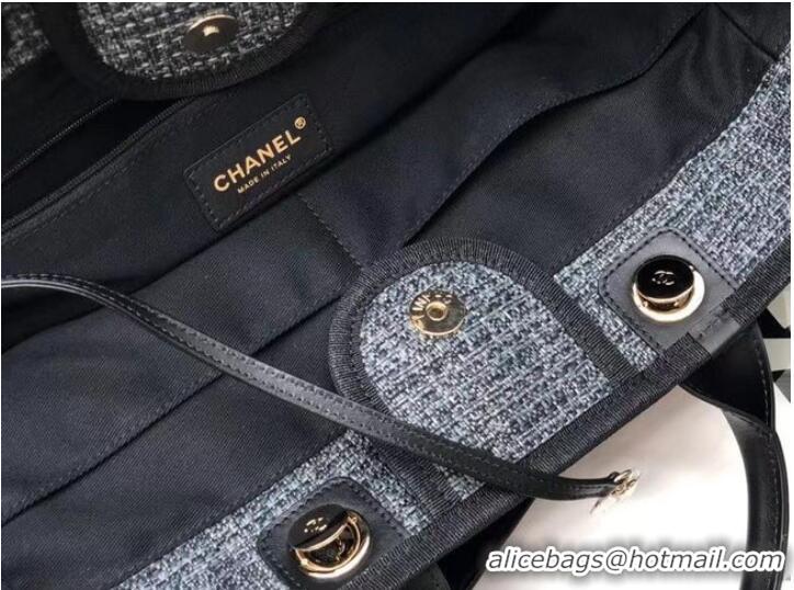 Buy Cheapest Chanel Canvas Tote Shopping Bag B66941 black