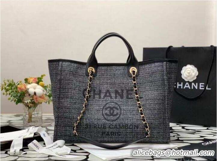 Buy Cheapest Chanel Canvas Tote Shopping Bag B66941 black