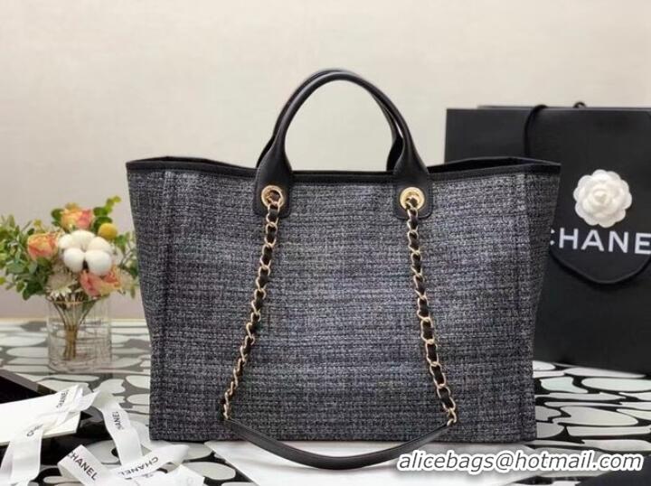 Buy Cheapest Chanel Canvas Tote Shopping Bag B66941 black