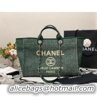 Well Crafted Chanel Canvas Tote Shopping Bag B66941 green