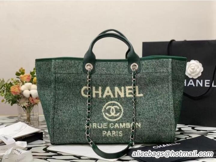 Well Crafted Chanel Canvas Tote Shopping Bag B66941 green