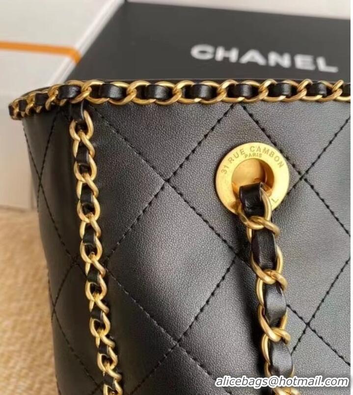 Well Crafted Chanel leather Shoulder Bag AS2739 black