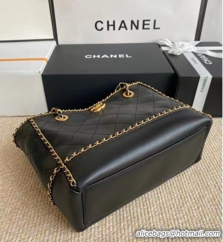 Well Crafted Chanel leather Shoulder Bag AS2739 black