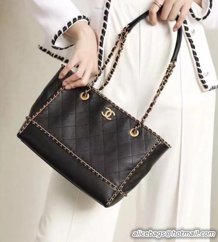 Well Crafted Chanel leather Shoulder Bag AS2739 black